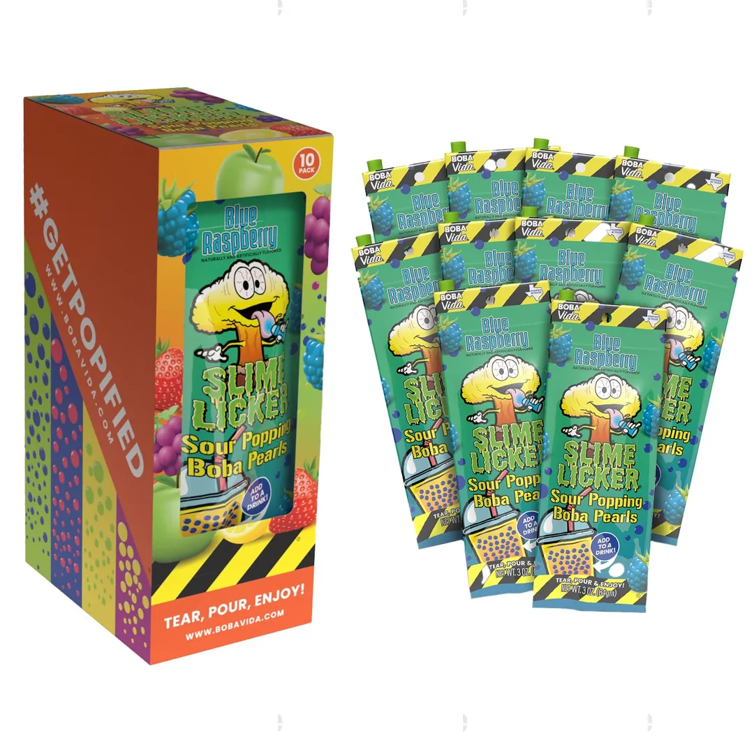 Boba Vida Slime Licker Sour Popping Boba Pearls Blue Raspberry 10ct