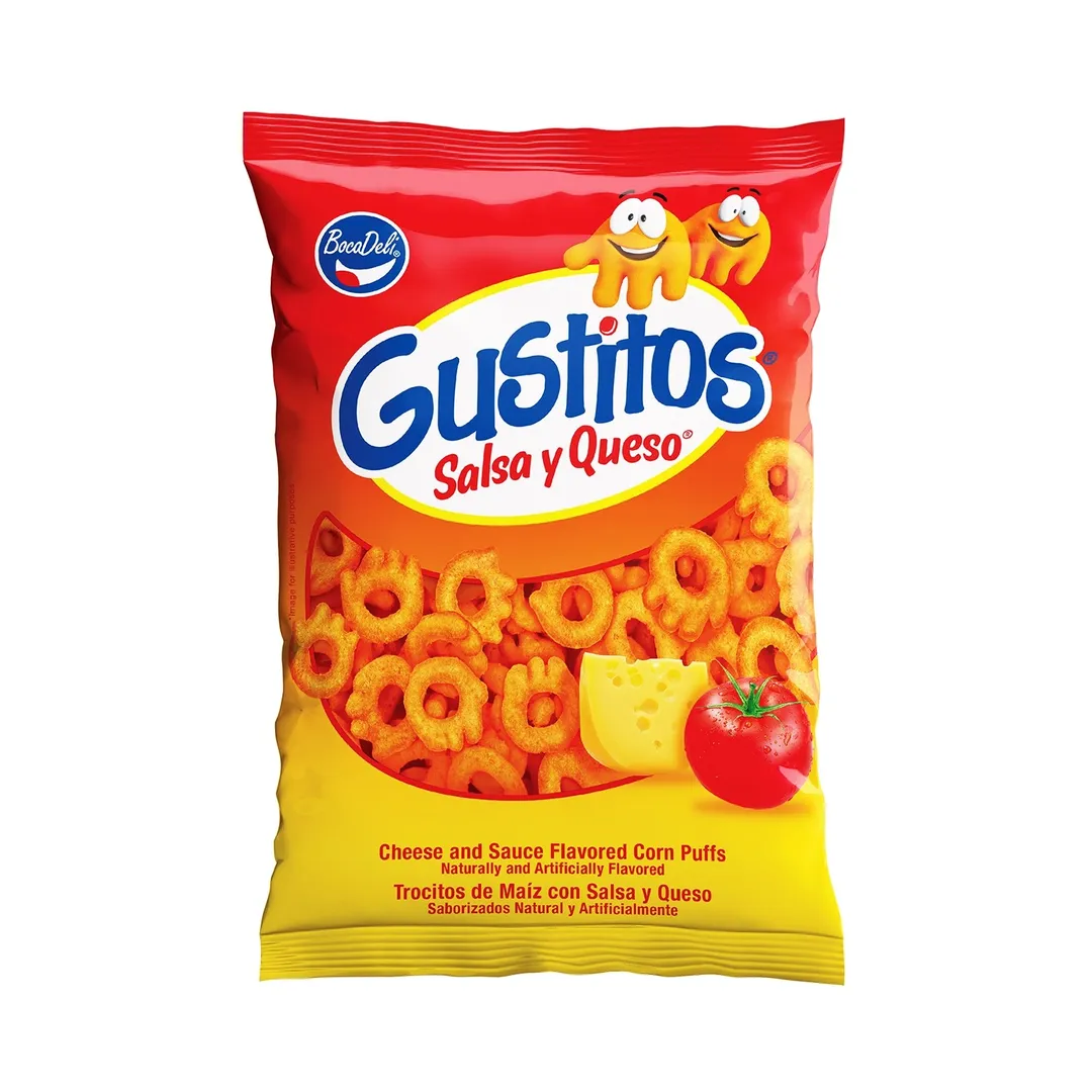 BocaDeli Gustitos Salsa Queso Cheese Corn Puffs 3.3 oz Bag