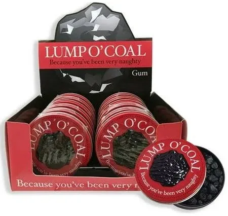 Boston America Lump O Coal Gum Tin Christmas 12 ct