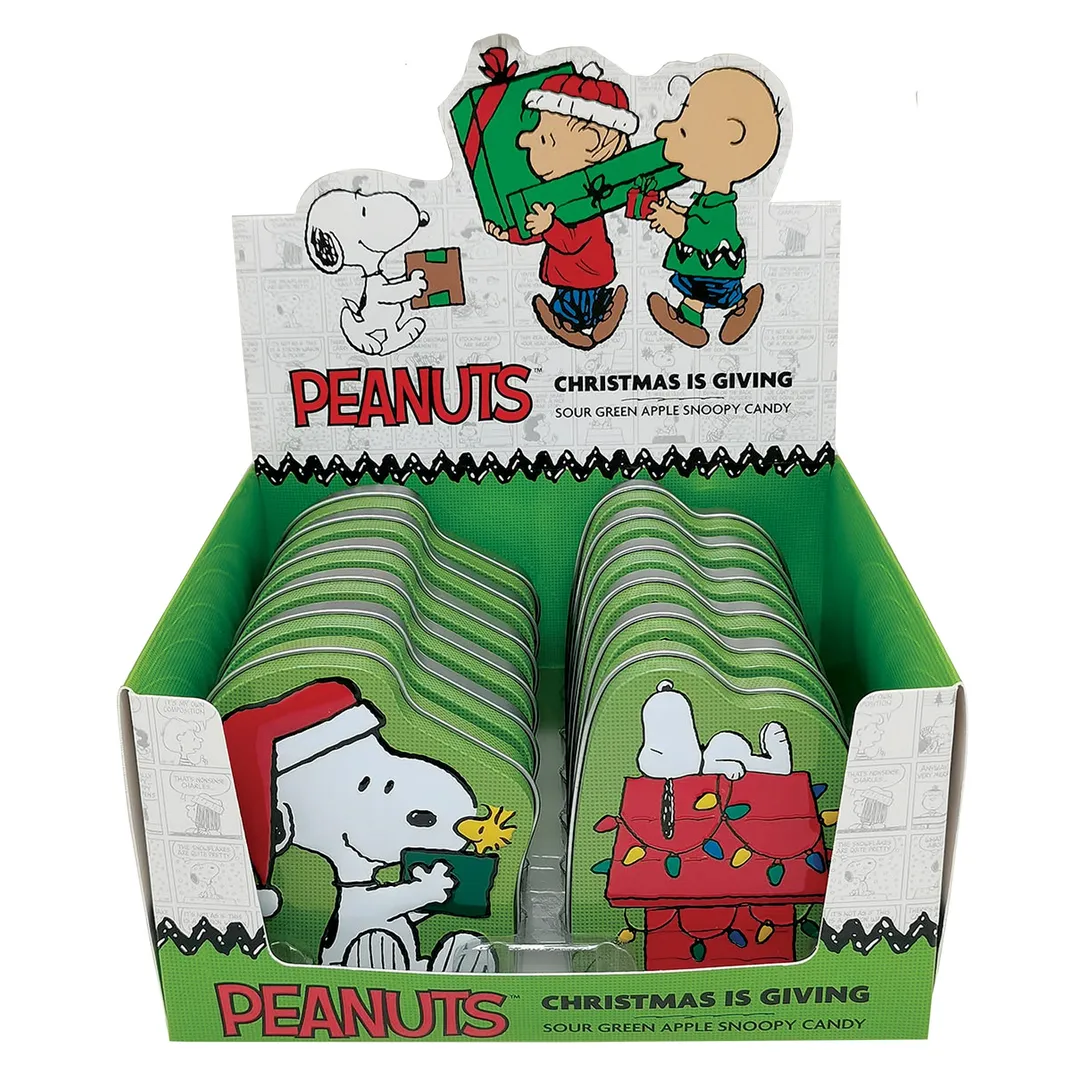 Boston American Christmas Peanuts Giving Season Candy Tin 12 ct