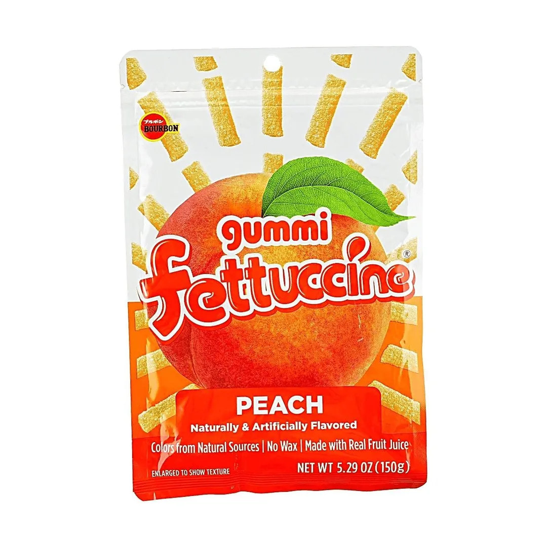 Bourbon Japan Fettuccine PEACH Gummy Candy Huge 5.29 oz 6ct Tray