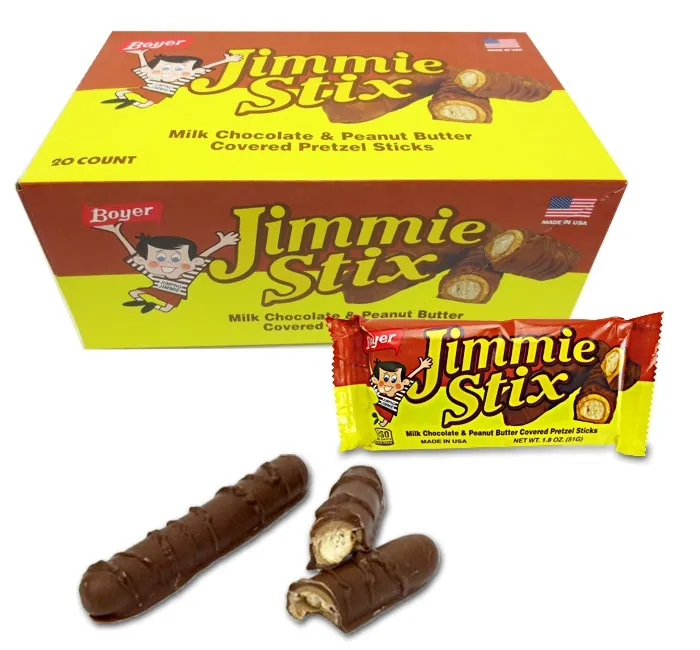 Boyer Jimmie Stix Chocolate Peanut Butter Pretzel Candy 1.8 oz 20ct