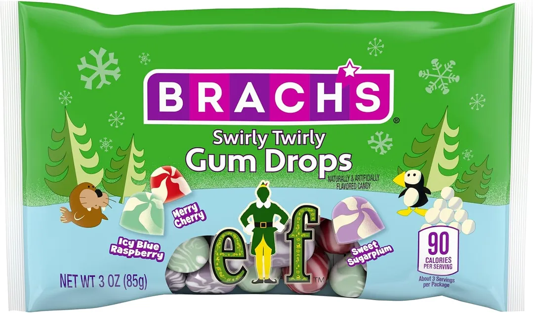 Brachs Christmas Elf Swirly Twirly Gum Drops 3 oz 12 ct Tray