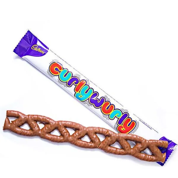 Cadbury Import Curly Wurly Chocolate Bar UK 21.5g 48 ct