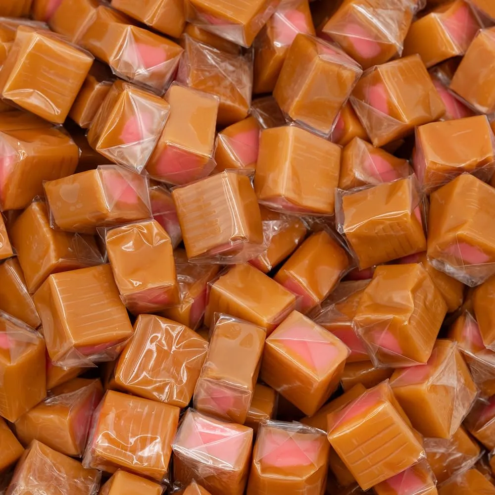 Caramel 5 Lb Strawberry Squares Individually Wrapped Bulk