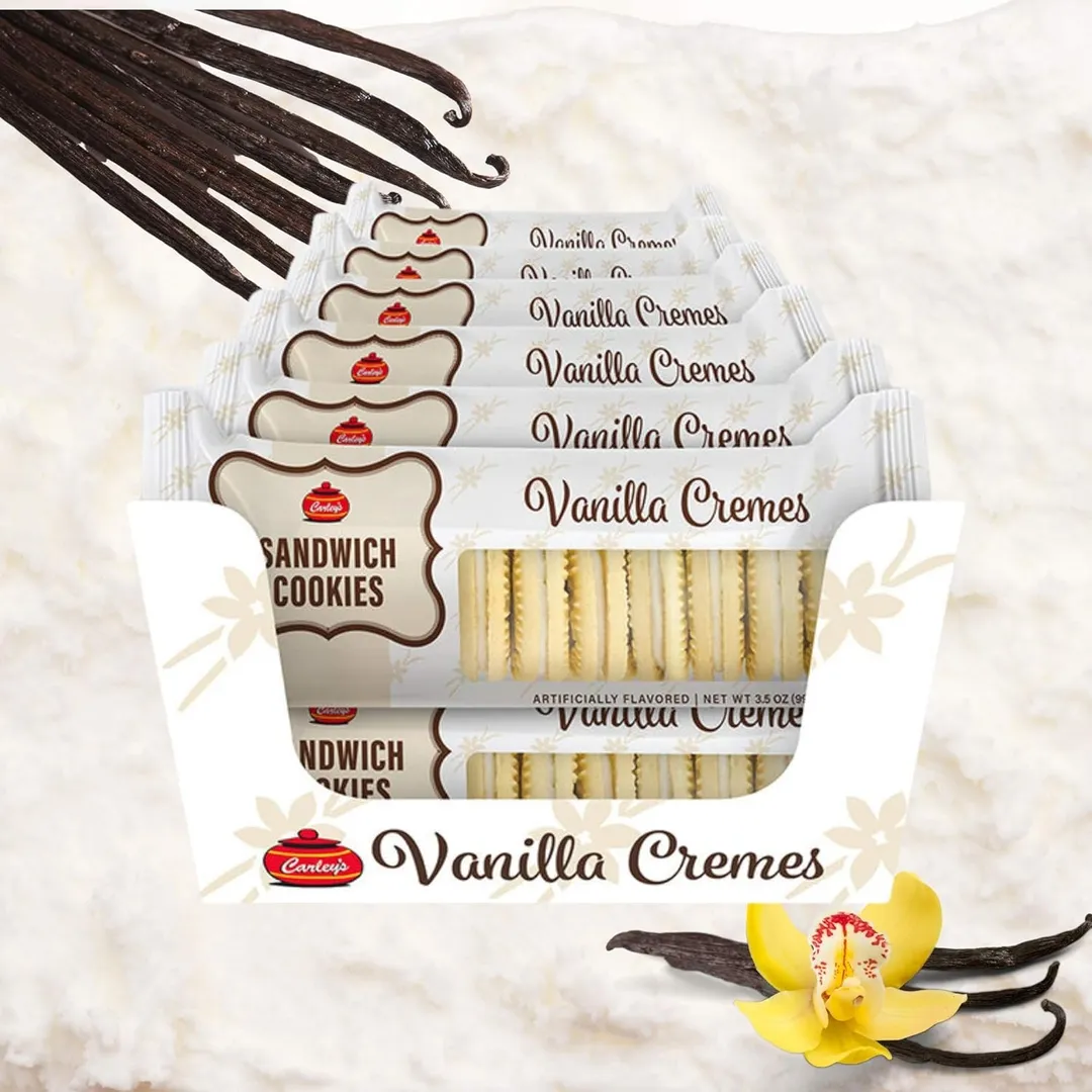 Carleys Vanilla Creme Sandwich Cookies 3.5 oz 12 ct Tray