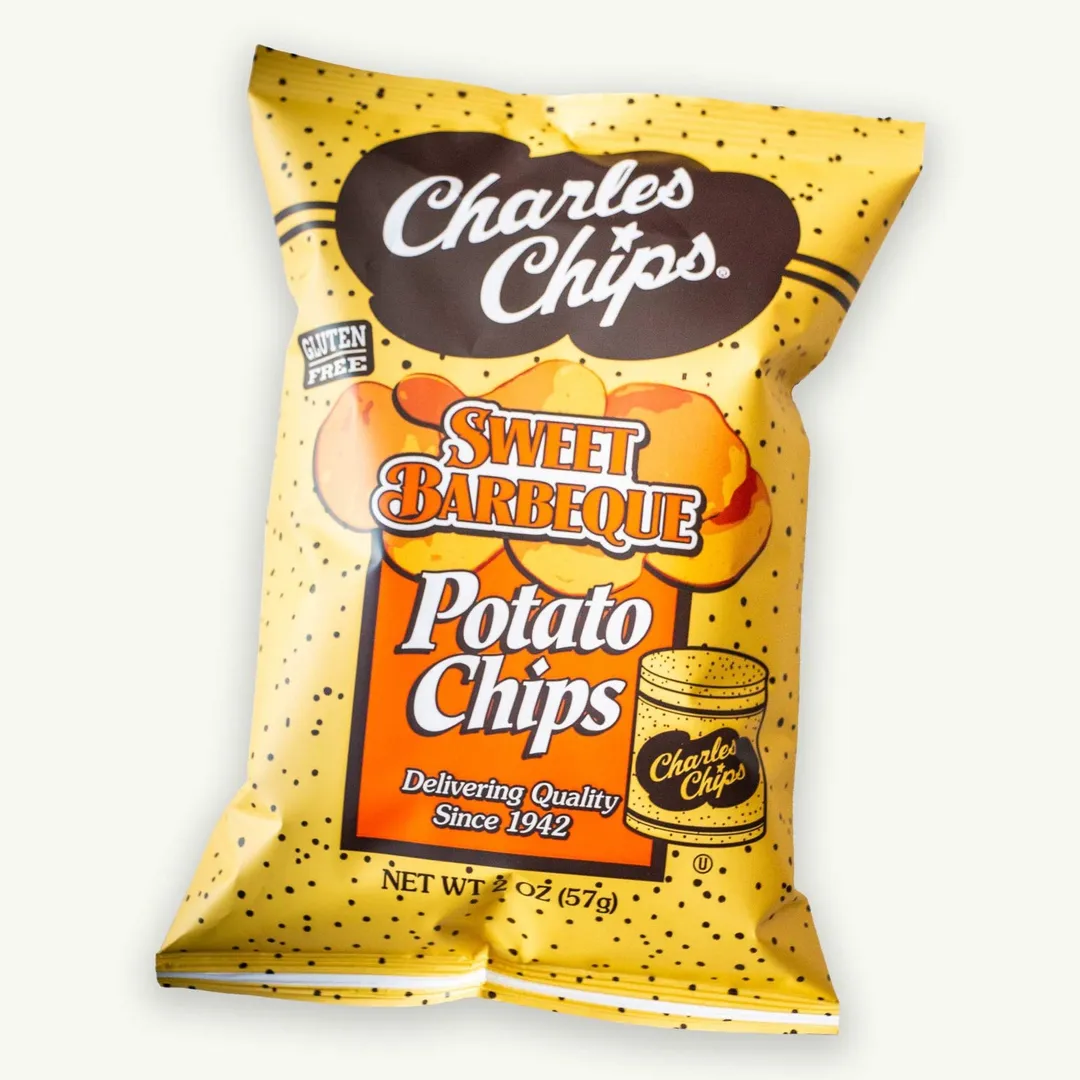 Charles Chips Sweet BBQ Barbecue Potato Chips 2 oz 30 ct Box