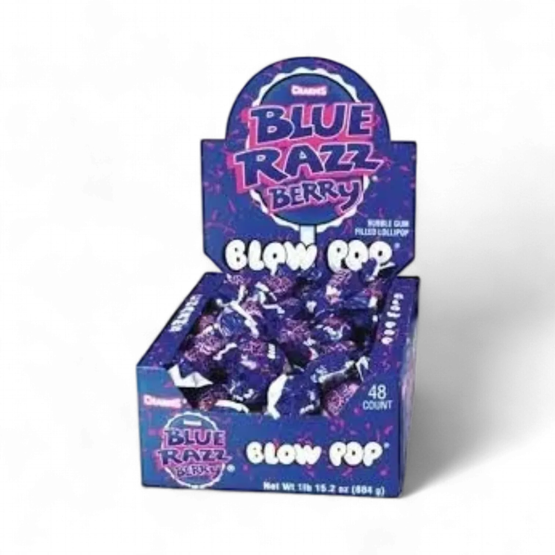 Charms Blue Razz Berry Blow Pop 48 Count 0.65 Ounce Tray