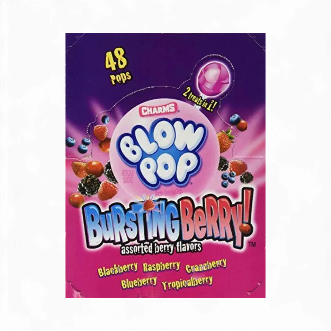 Charms Bursting Berry Blow Pops 48 Count Tray