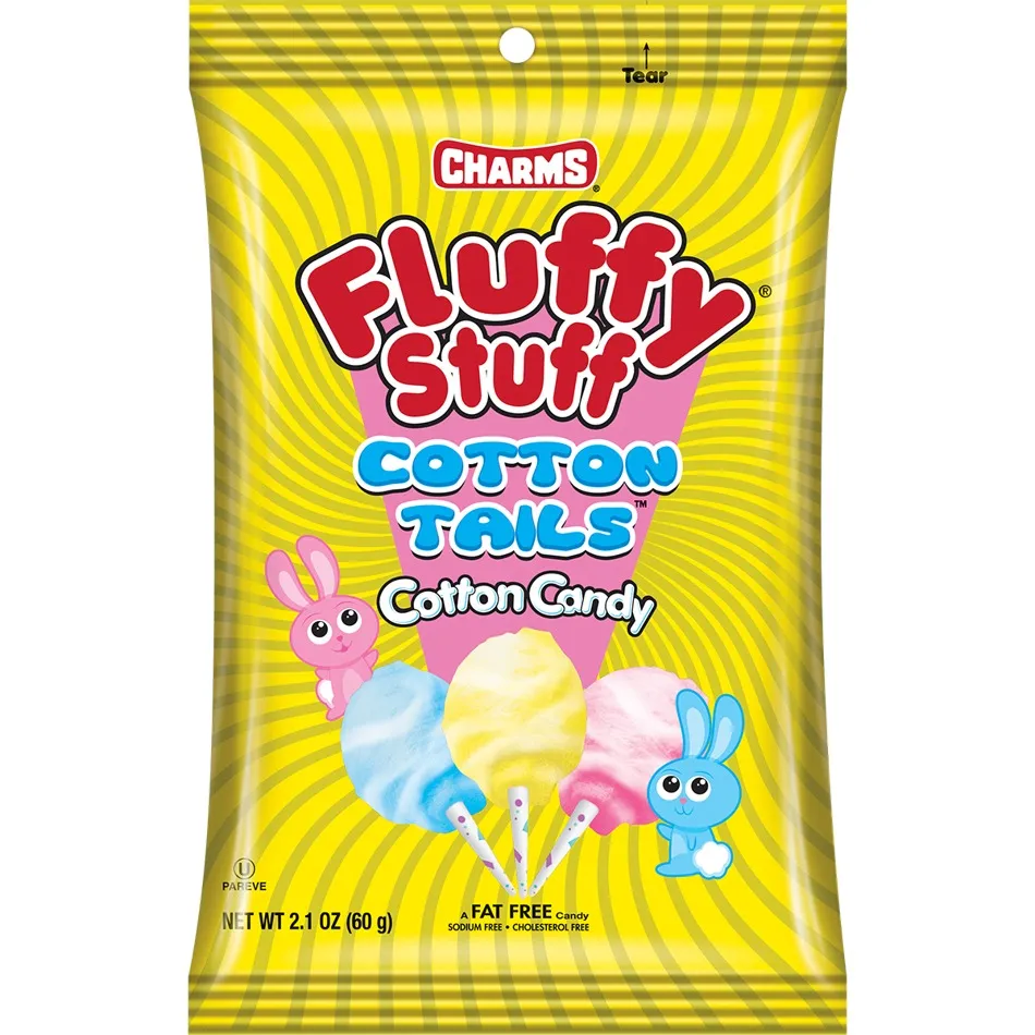 Charms Easter Fluffy Stuff Cotton Candy Tails 2.1 oz 12 ct
