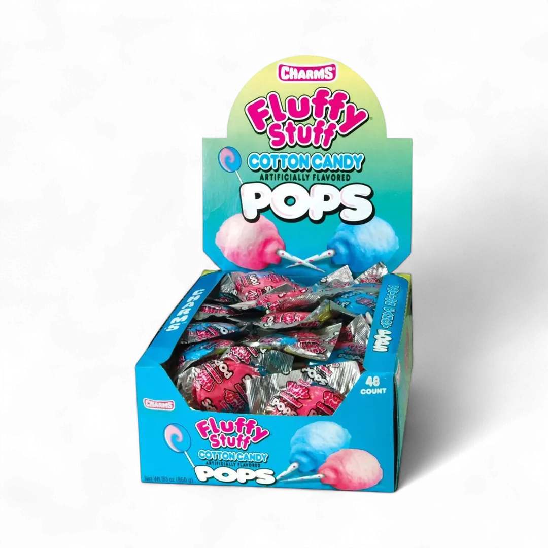 Charms Fluffy Stuff Cotton Candy Pops 48 Count
