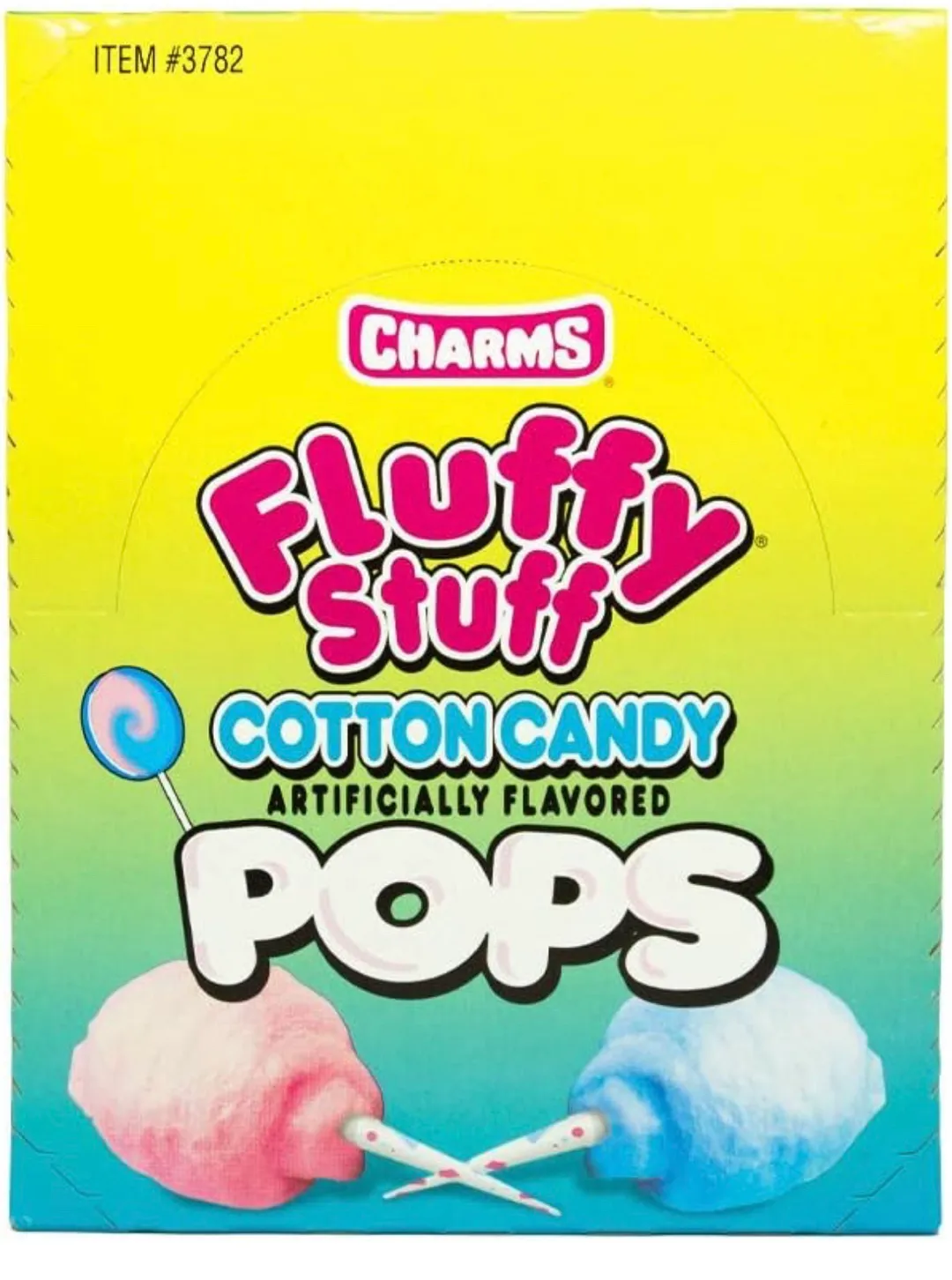 Charms Fluffy Stuff Cotton Candy Pops 48 Count