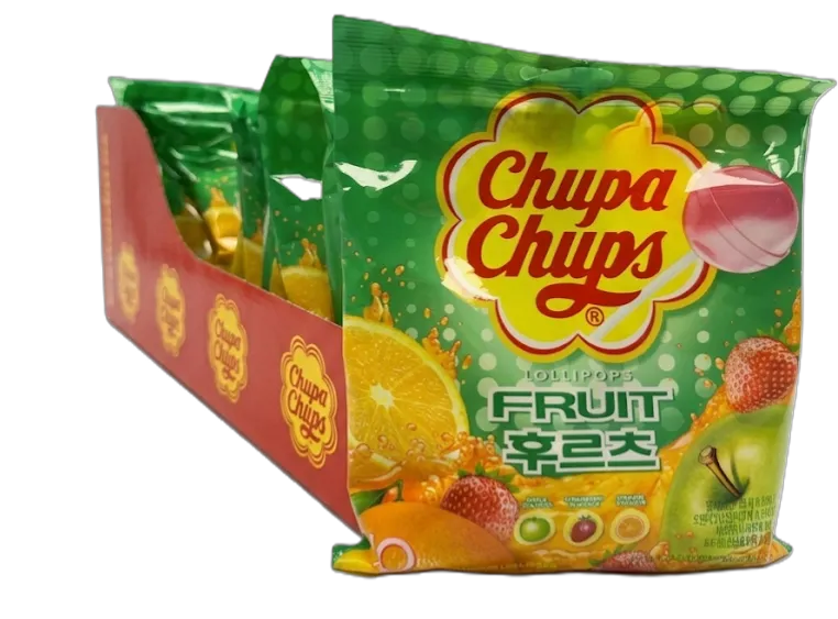 Chupa Chup Korea Import Fruit Lollipop 3.9oz Bag 10ct Tray