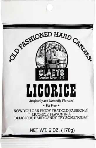 Claeys Old Fashioned Hard Candy Licorice 6 oz Peg Bag 6 Pack