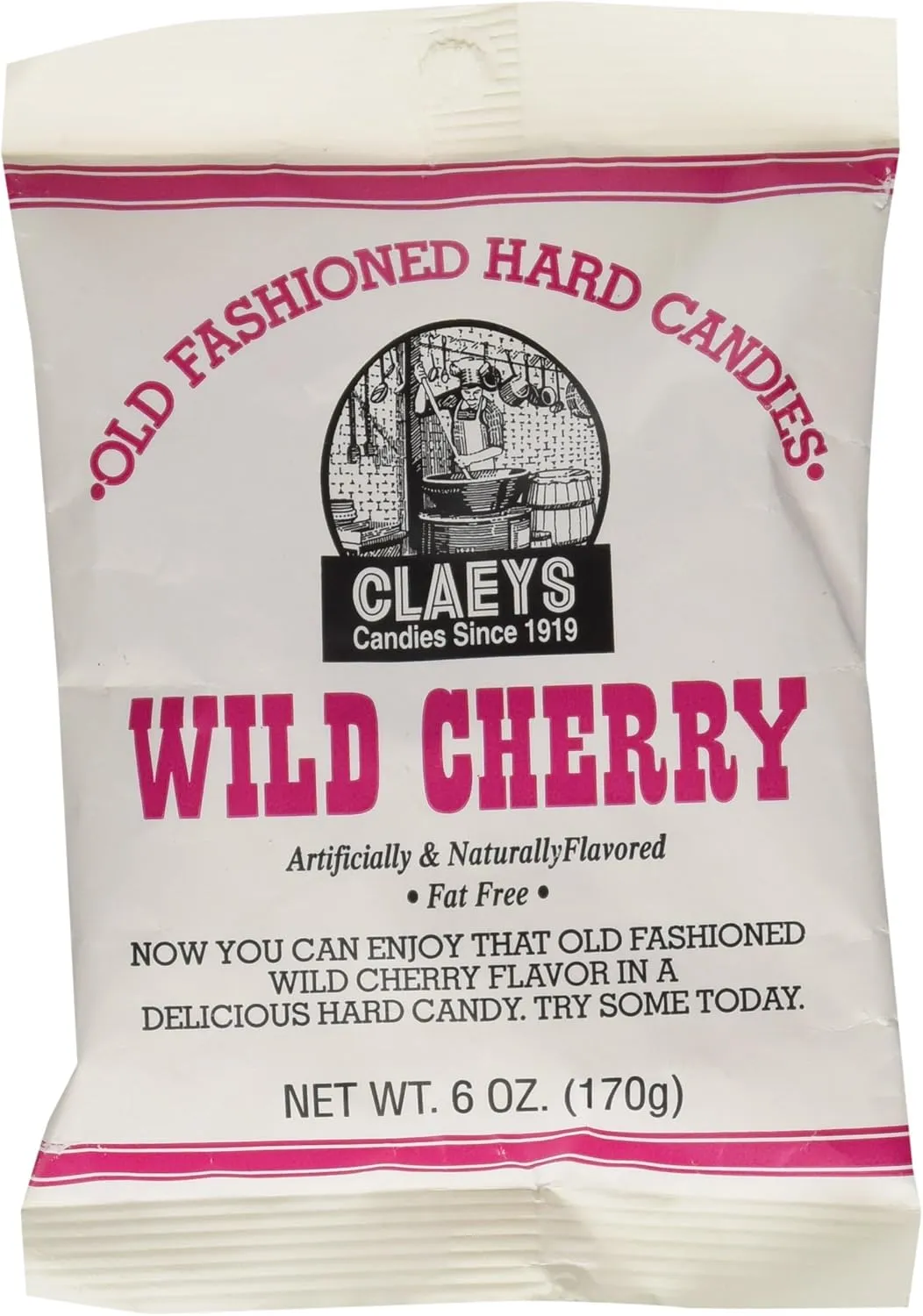 Claeys Old Fashioned Hard Candy Wild Cherry 6 oz Peg Bag 6 Pack