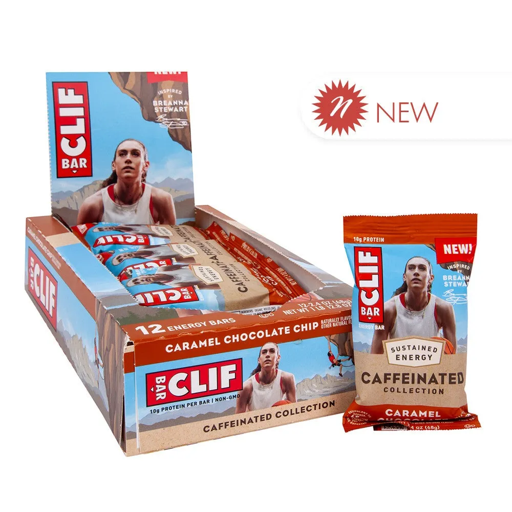 Clif Energy Bar CAFFEINE Caramel Chocolate Chip 2.40 oz 12 ct