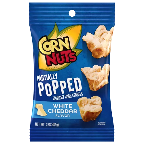 Corn Nuts Partially Popped WHITE Cheddar Corn Kernel 3 oz 12 ct