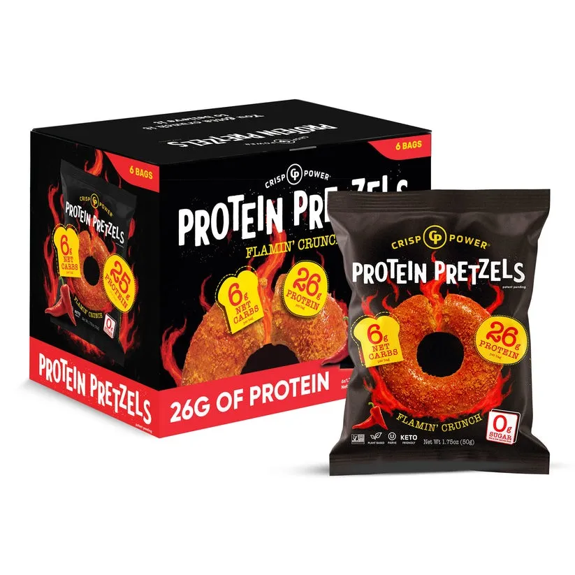 Crisp Power Protein Pretzels Flamin Crunch Hot 1.75 oz 6 ct