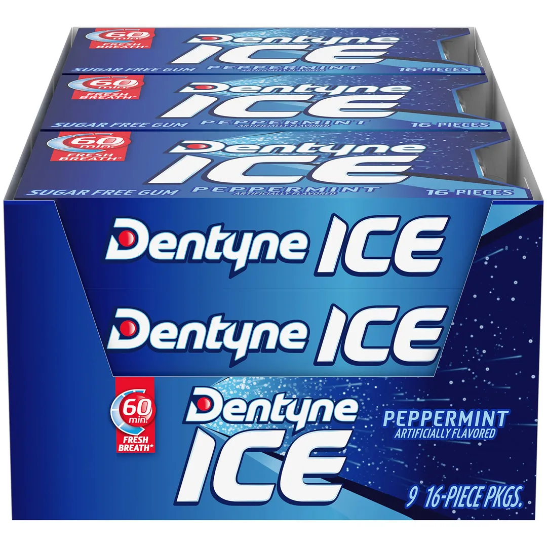 Dentyne Ice 9 Ct 16 Pieces Peppermint Packs Tray
