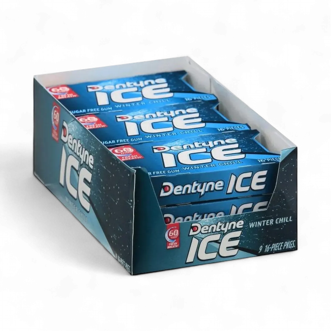 Dentyne Ice Winter Chill Sugar Free Gum 9 Count 16 Piece Package Tray