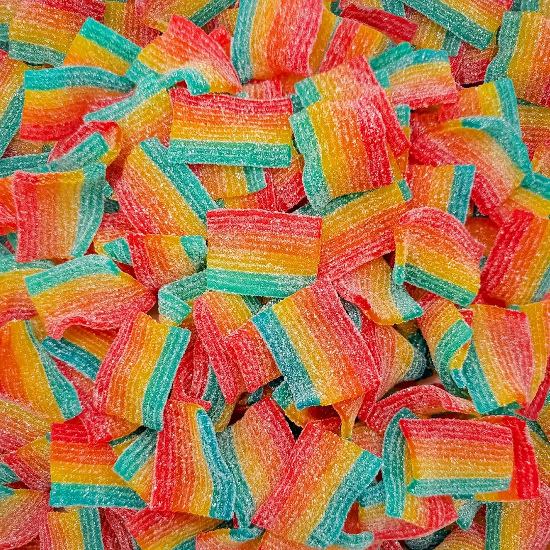 Docile Brazilian Sour Rainbow Mini Candy Gummy Belts 2.2 lb