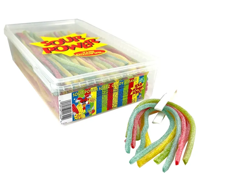 Dorval Sour Power Straw Tubes Candy Rainbow Quattro Tub 2.5lb