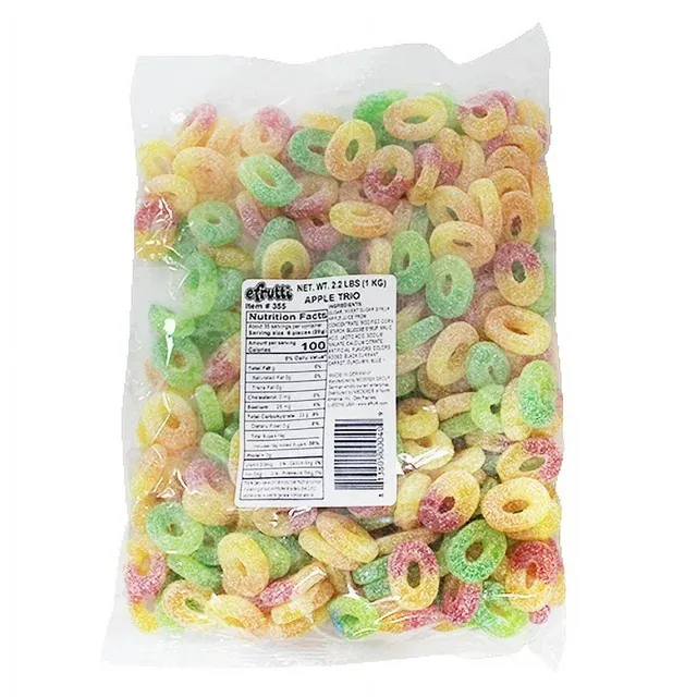 efrutti Apple Trio Sweet & Sour Gummy Rings 2.2 lb