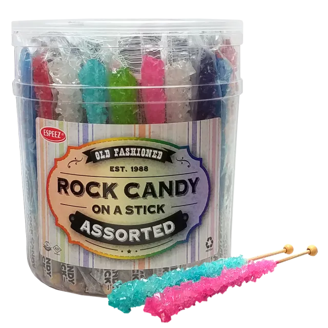Espeez Assorted Rock Candy On a Stick Jar 36 ct 6.5 "