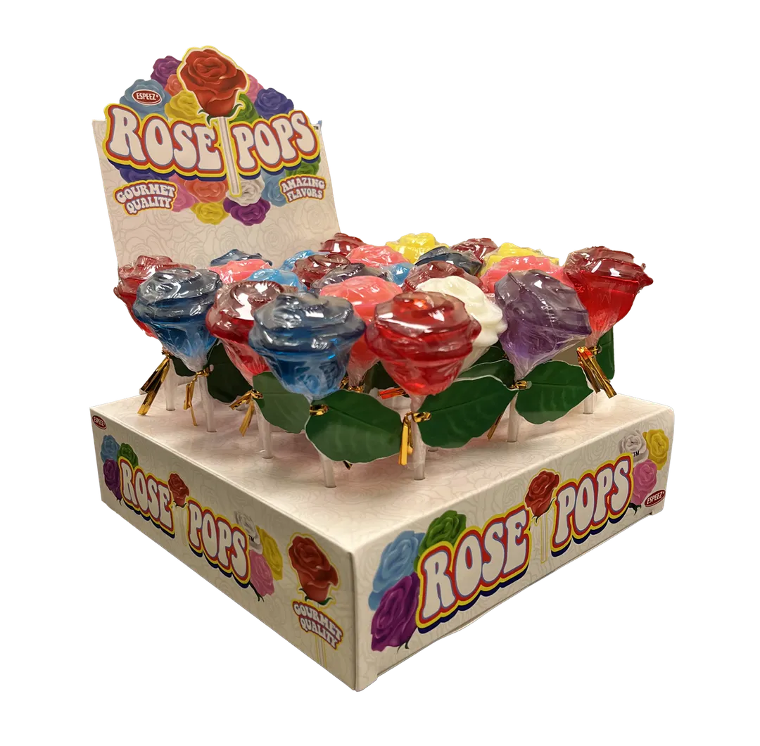 Espeez Assorted Rose Shaped Flower Lollipop 24 ct
