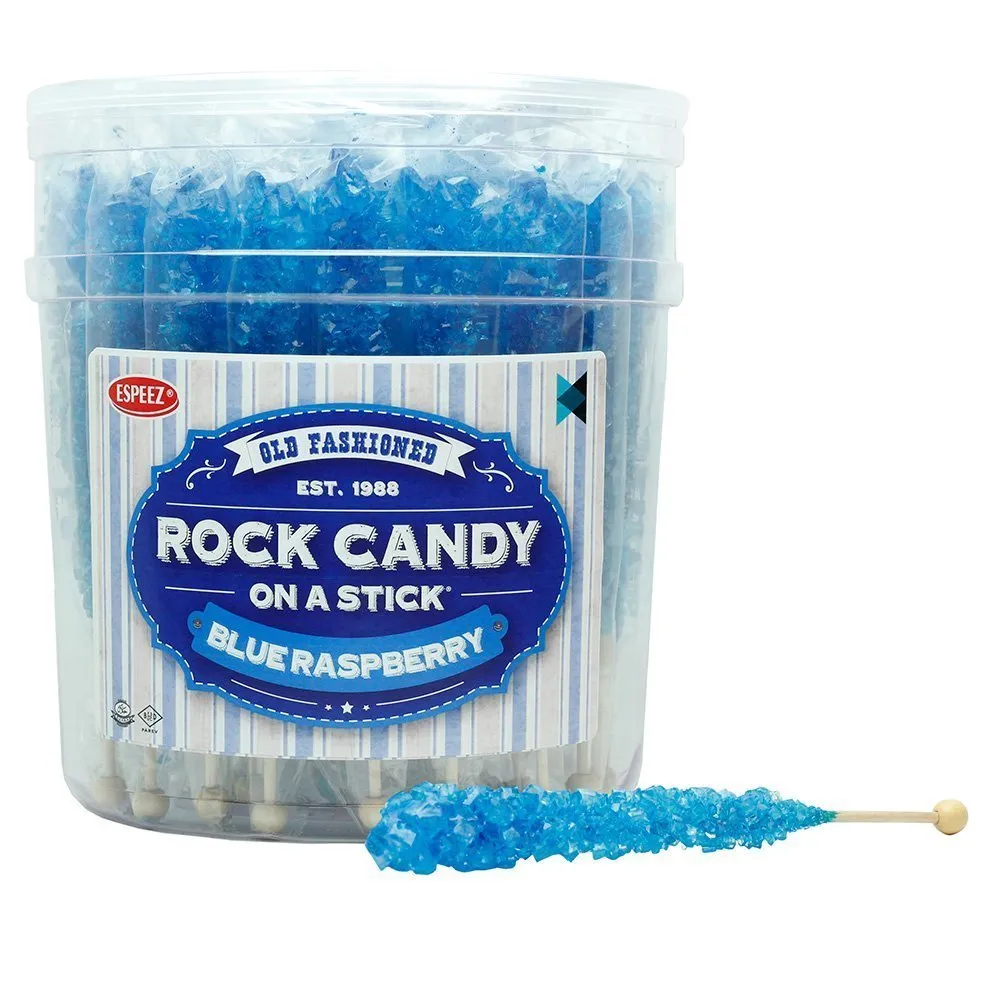 Espeez Blue Raspberry Rock Candy On a Stick Jar 36 ct 6.5 "