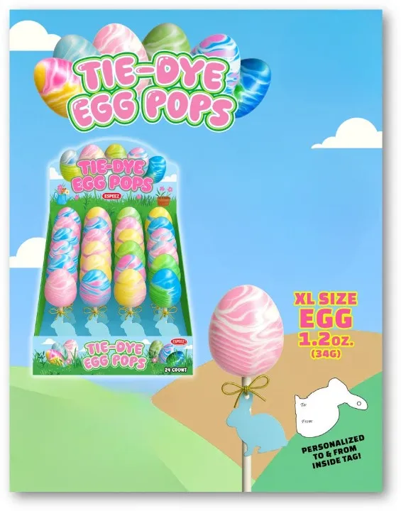 Espeez Easter Tie Dye Egg XL Lollipop 1.2 oz 24 ct Tray