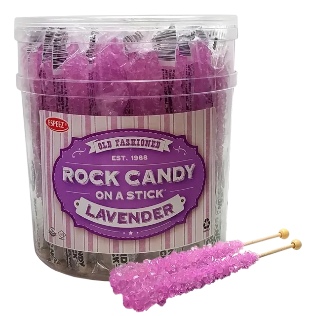 Espeez Lavender Tutti Frutti Rock Candy On a Stick Jar 36 ct 6.5 "