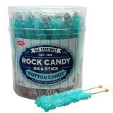 Espeez Light Blue Cotton Candy Rock Candy On a Stick Jar 36 ct 6.5 "