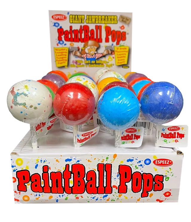 Espeez Paintball Jawbreaker Stick Lollipop 24 ct
