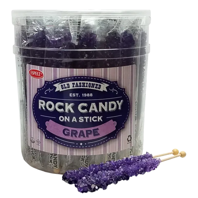 Espeez Purple Grape Rock Candy On a Stick Jar 36 ct 6.5 "