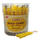 Espeez Yellow Banana Rock Candy On a Stick Jar 36 ct 6.5 "