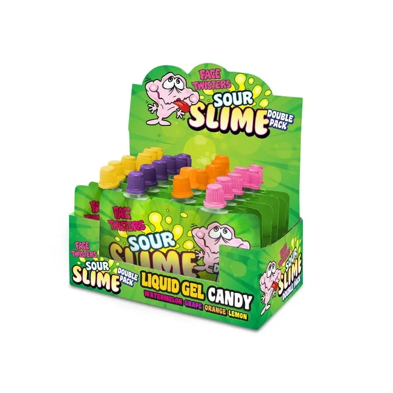 Face Twister Sour Slime Liquid Gel Candy Double Pack 2.0 18 ct