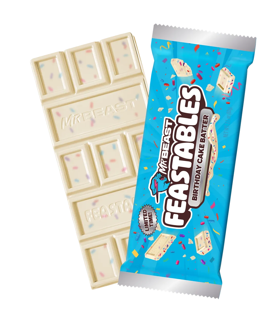 Feastables Mr Beast BIRTHDAY CAKE Bars King Size 2.1 oz 10ct