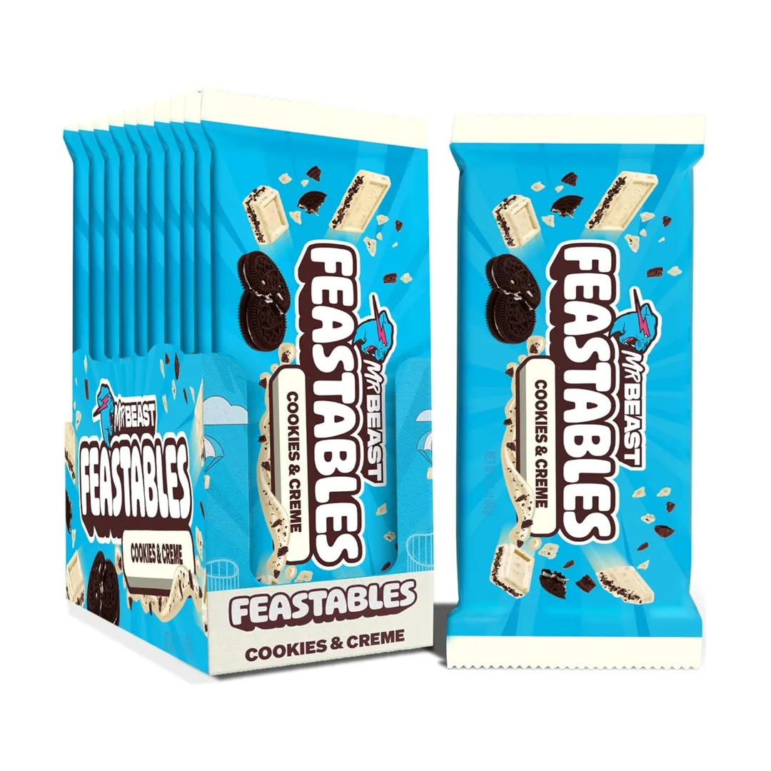 Feastables Mr Beast Cookies Creme Bars King Size 2.1 oz 10ct