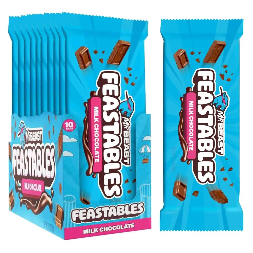 Feastables Mr Beast Milk Chocolate Bars King Size 2.1 oz 10ct