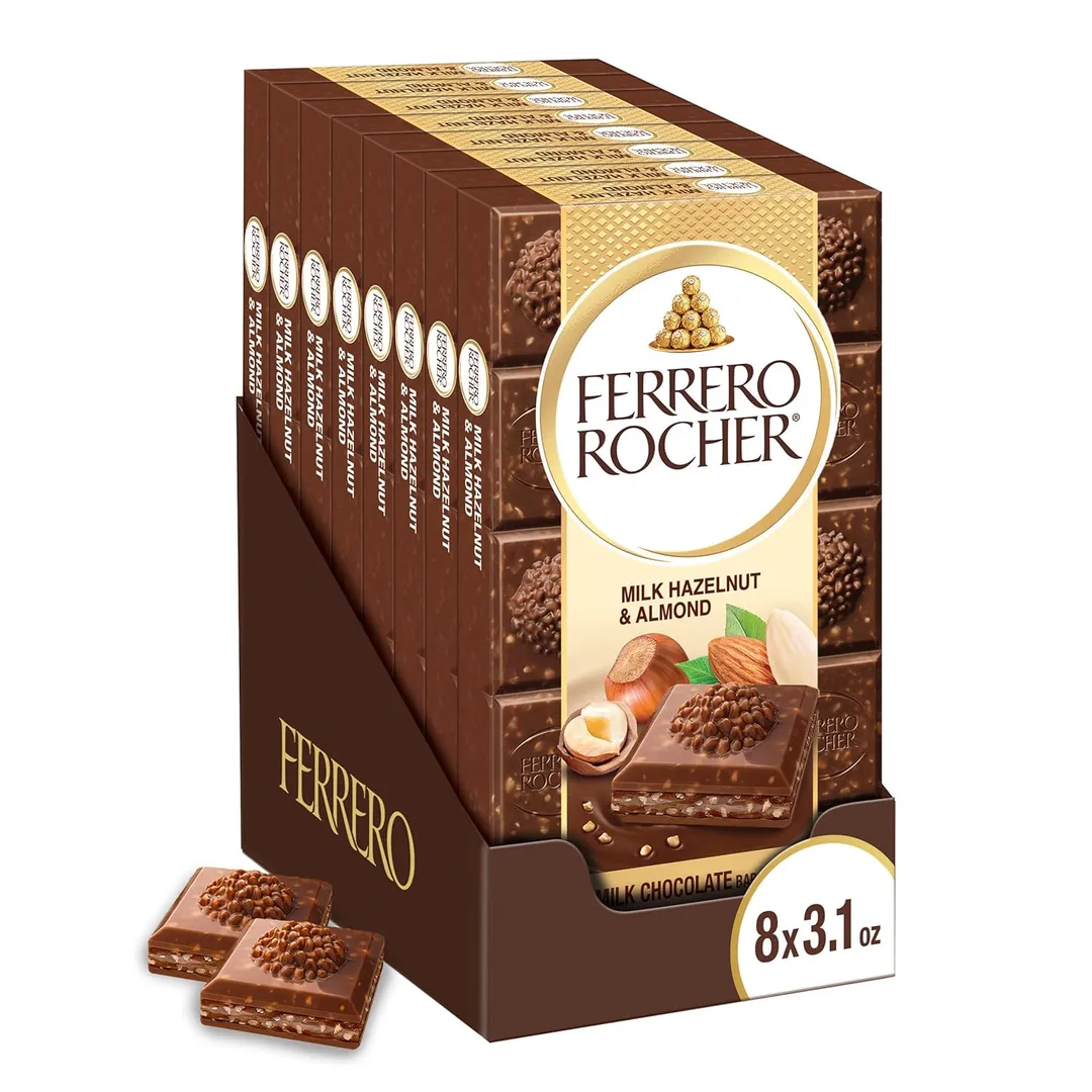 Ferrero Rocher Milk Chocolate Bar Hazelnut & Almonds 3.1oz 8ct