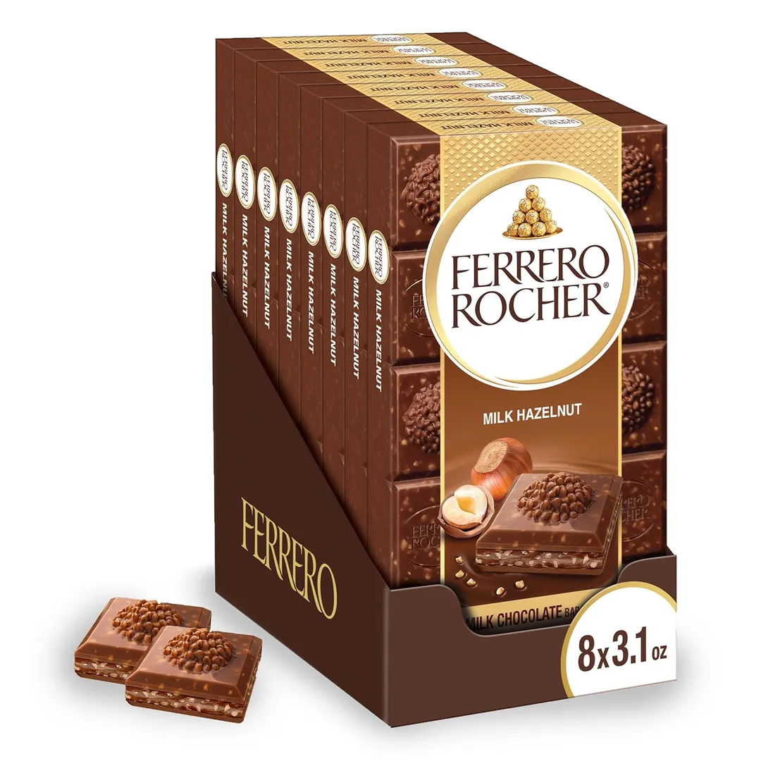 Ferrero Rocher Premium Chocolate Bar Milk Hazelnut 3.1oz 8ct