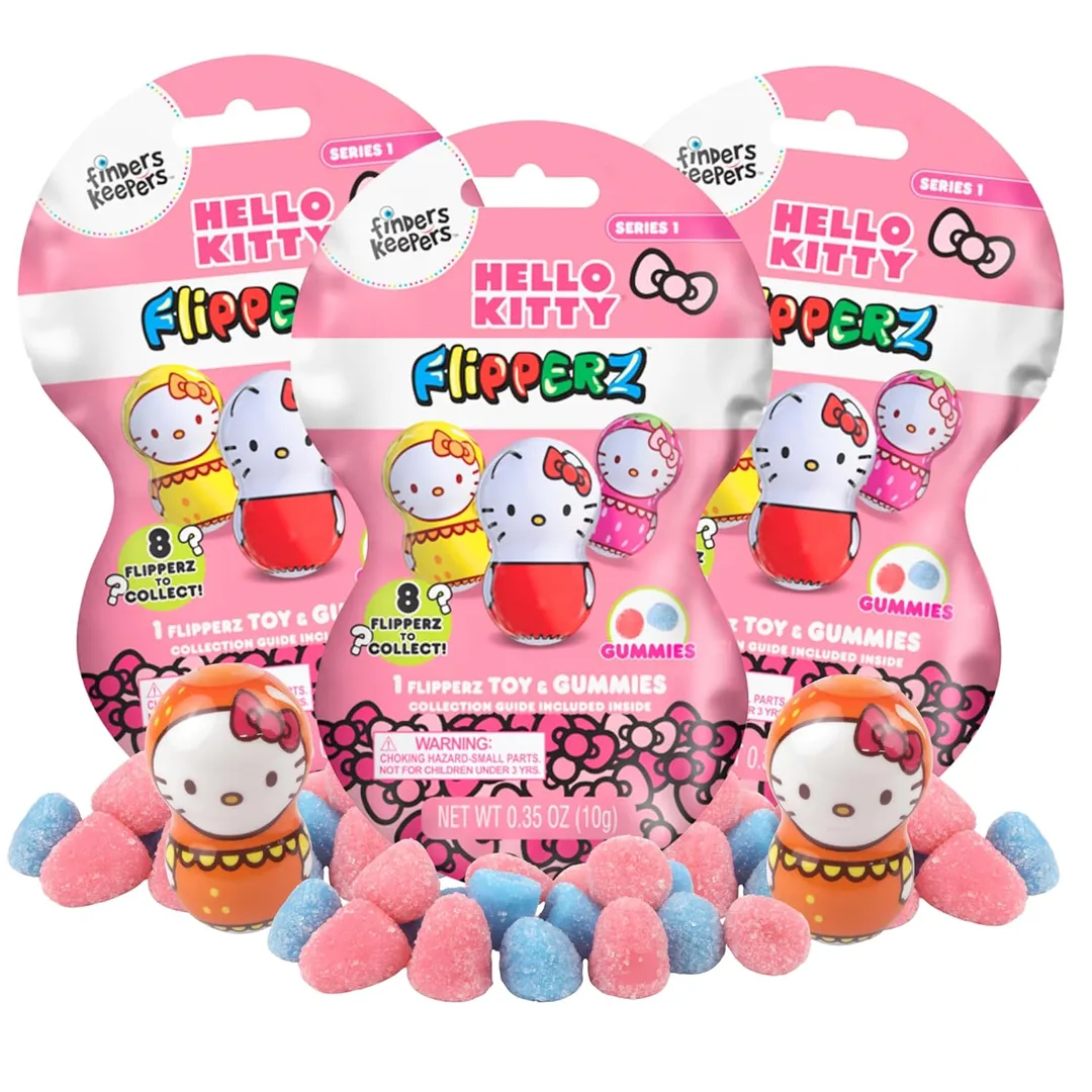 Finders Keepers Flipperz Hello Kitty Gummy Candy & Toy 24 ct Tray