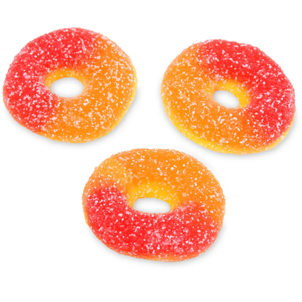 Fini Sour Peach Gummy Rings Medium Size 1.25" 2.2 lb Kosher