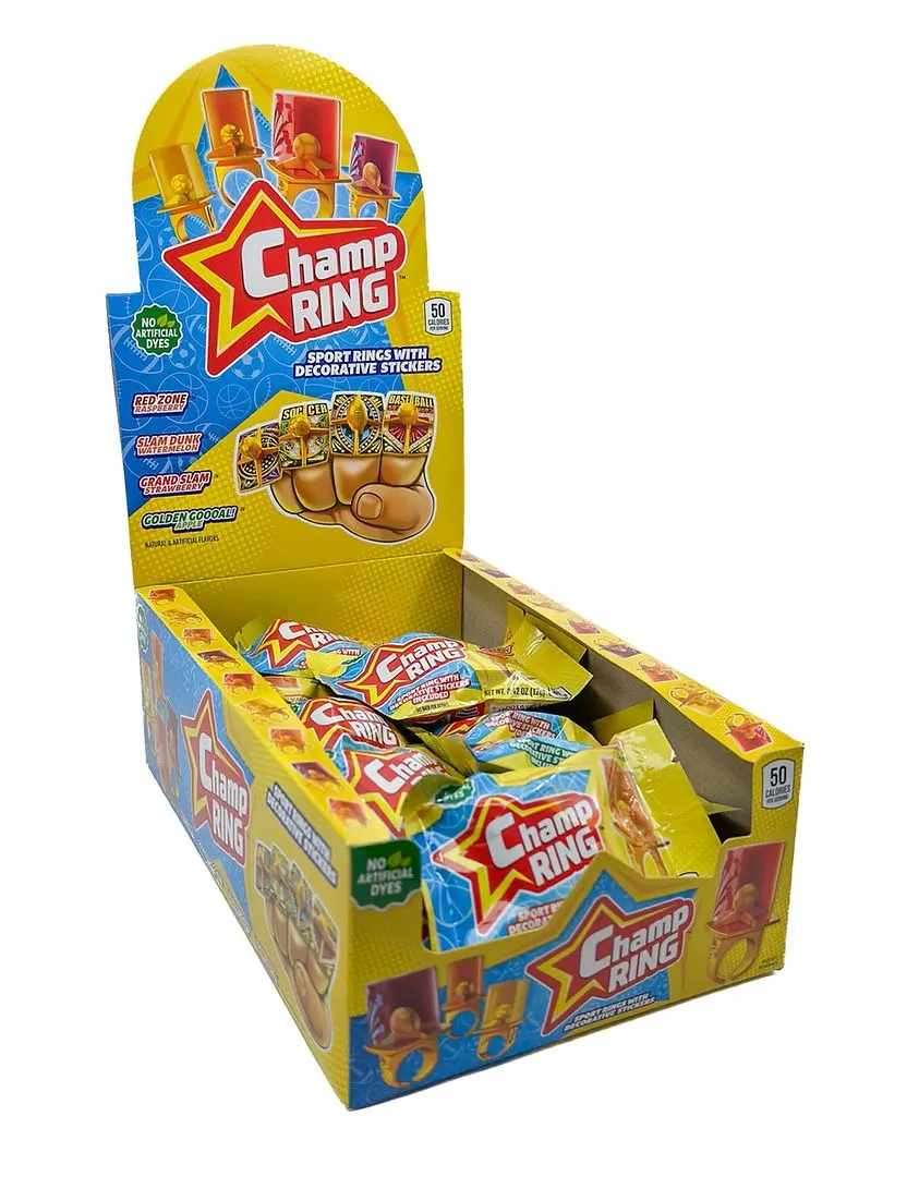 Flix Candy Champ Sports Lollipop Rings 24 ct Tray
