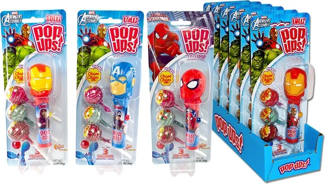 Flix Chupa Chup Avengers Marvel Pop Ups Lollipop 6 ct Tray