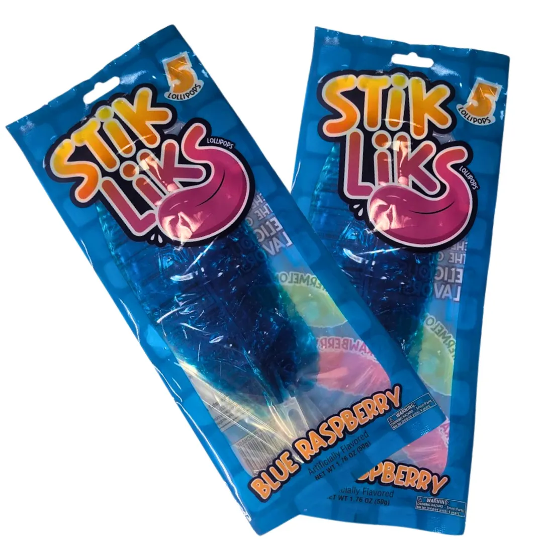 Foreign Stik Liks Moldable 11" Lollipop Blue Raspberry 5ct Peg Bag