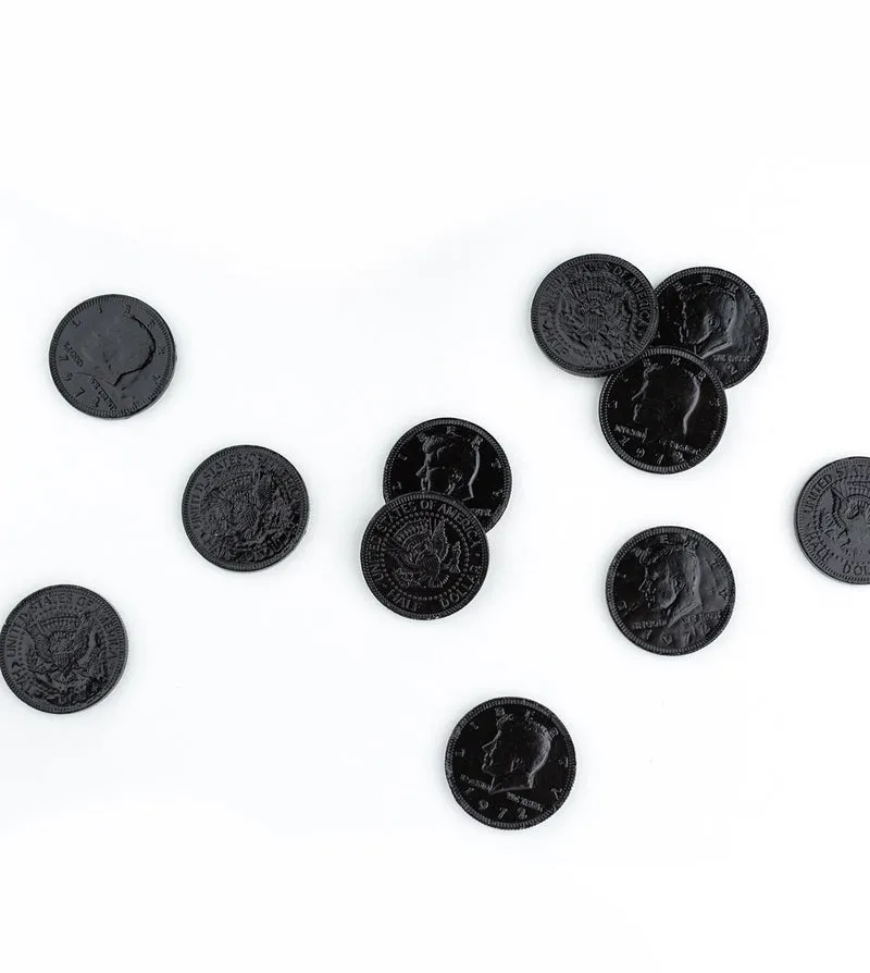 Fort Knox BLACK Foil Chocolate Coins 1.5" 84 ct Mesh Bag