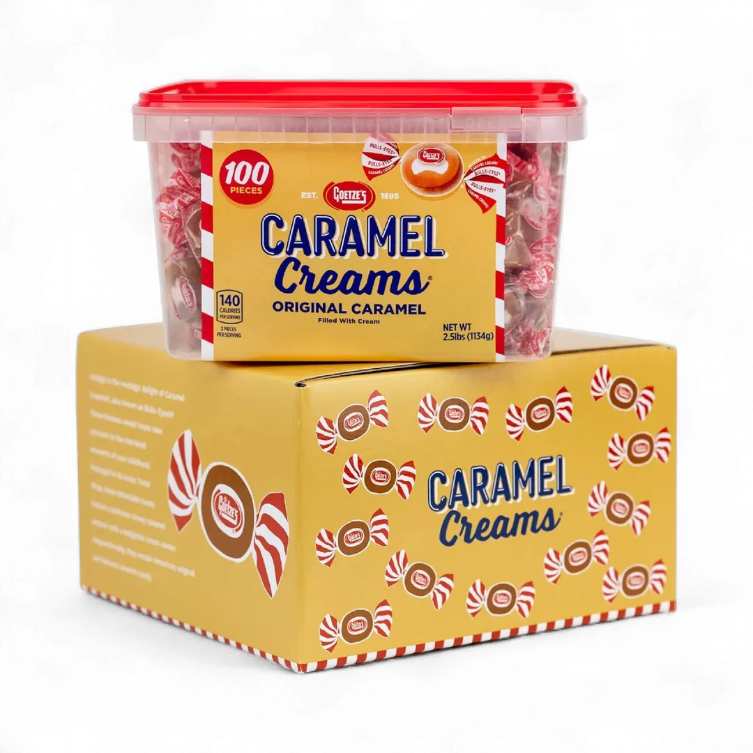 Goetze Candy Caramel Creams 2.5 Pound Tub 100 Count