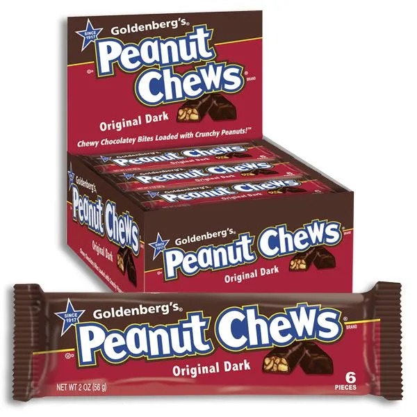 Goldenberg's Original Dark Chocolate Peanut Chews Bar 2 oz 24 Count